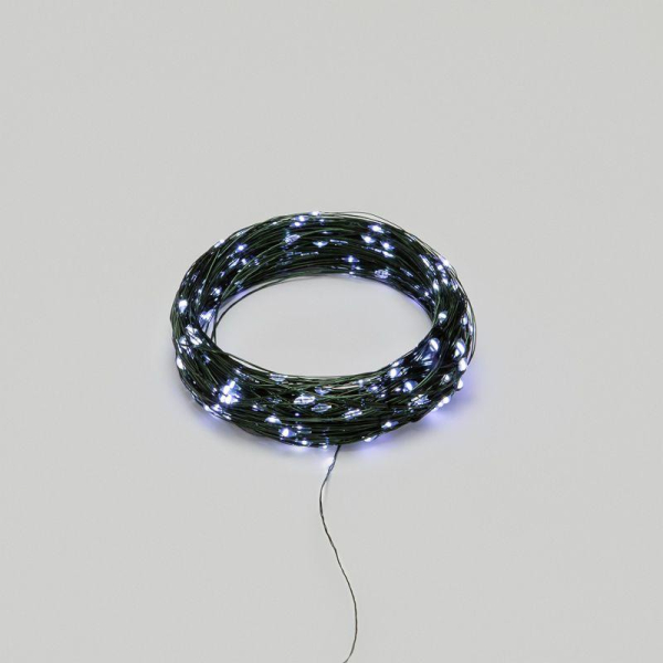 Гирлянда светодиодная Роса с контроллером 30м, 300LED, БЕЛЫЙ, IP20, 230В, зеленый провод NEON-NIGHT