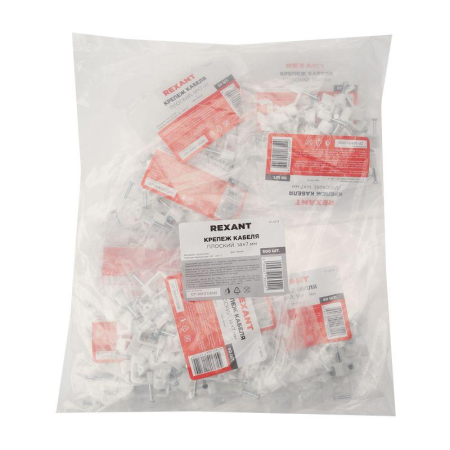 Крепеж кабеля плоский 14х7 мм, белый (50 шт/уп) REXANT