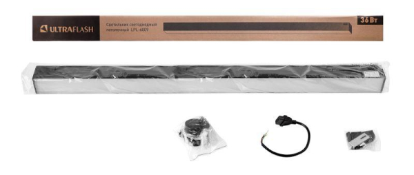 Светильник светодиодный офисный LPL-6009 900х55х55 36Вт 4000К LED черн. Ultraflash 15547