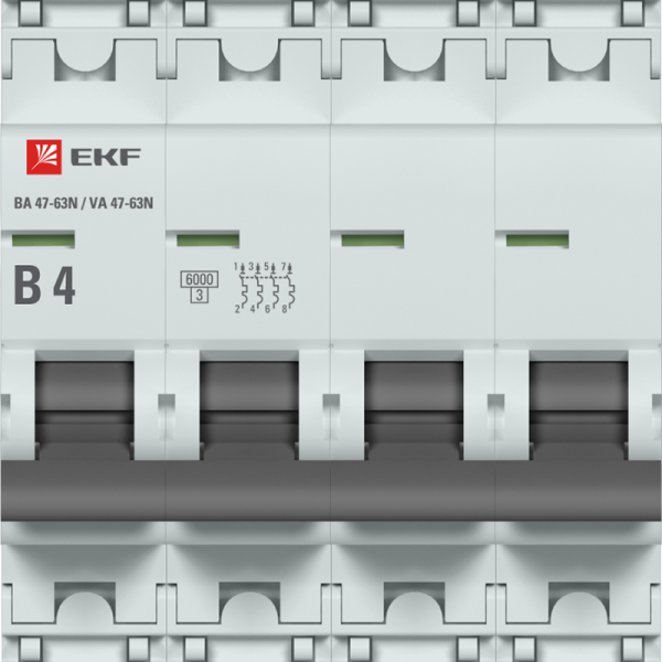 Выключатель автоматический модульный 4п B 4А 6кА ВА 47-63N PROxima EKF M636404B