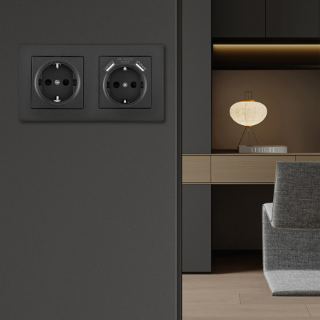 Розетка Arte Milano SET06-2-47-1-40-1 black