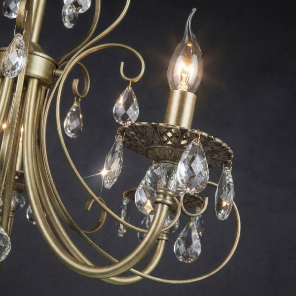 Подвесная люстра Eurosvet 3305/5 латунь/прозрачный хрусталь