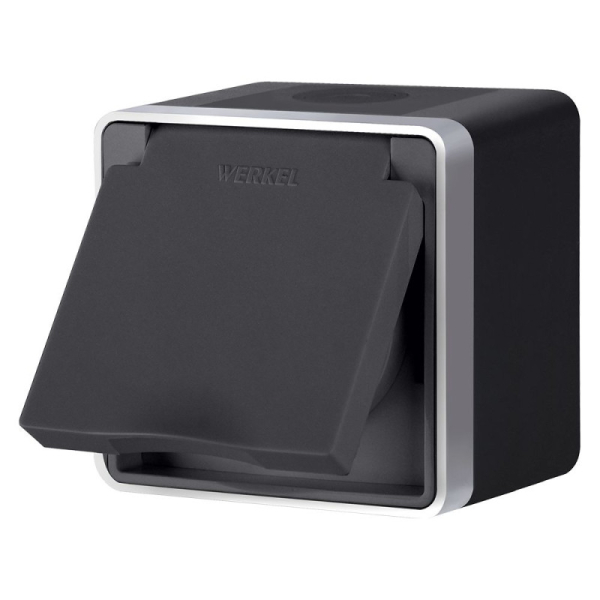 Розетка Werkel W5071234 черный с серебром