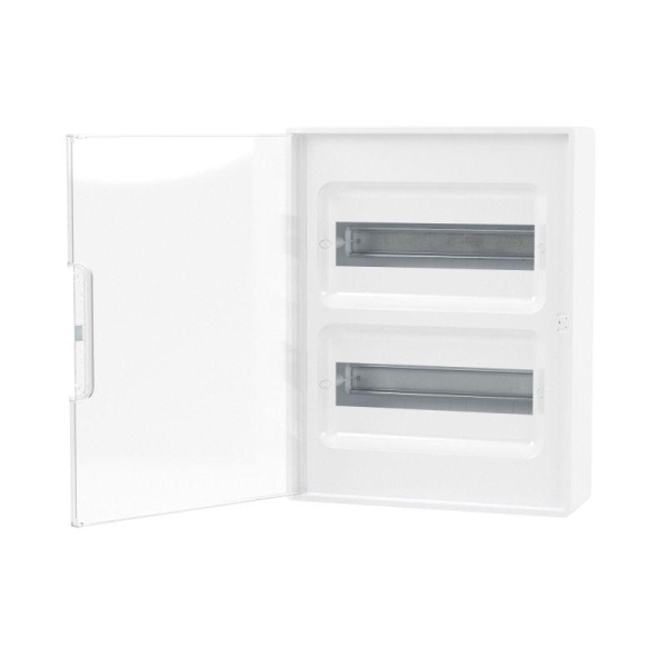 Щиток настенный 24мод. FRAME с прозр. дверцей с 4 шинами PEN (2шт на 8 отверст. и 2шт на 6 отверст.) бел. DKC F24W1WT