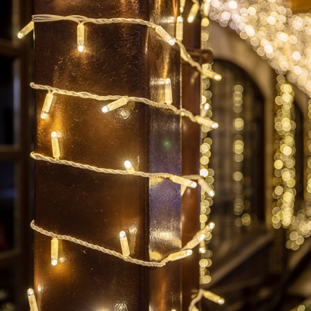 Гирлянда светодиодная Нить 10м 100 LED ТЕПЛЫЙ БЕЛЫЙ IP65 белый ПВХ постоянное свечение 230В соединяется нужен блок 303-500-1 NEON-NIGHT