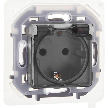 Розетка 1-м СП Inspiria 16А IP44 250В 2P+E защ. шторки с крышкой немецк. стандарт механизм алюм. IEK 673742