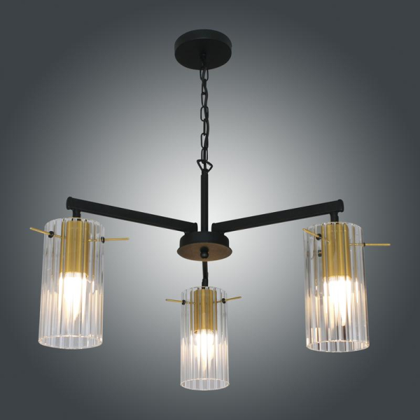 Светильник "Эсми" 231 (плафон 0015) НСБ 01-3х60-172 Е27 (ИМ) подвесной черн. зол. Элетех 1005405248