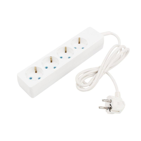 Удлинитель 4 гнезда, 1,5м, 3х0,75мм², с/з, белый PROconnect