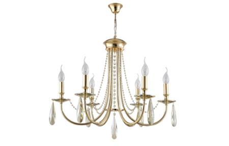 Подвесная люстра Crystal Lux VICTORIA SP6 GOLD/AMBER
