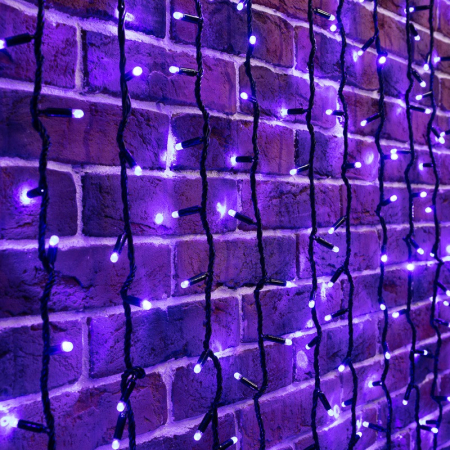 Гирлянда светодиодная Занавес 2х6м 1520 LED СИНИЙ черный ПВХ IP65 эффект водопада 230В не соединяется блок в комплекте NEON-NIGHT