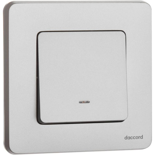 Переключатель 1-кл. Inspiria 10А IP20 250В 10AX с подсветкой/индикацией механизм алюм. IEK 673662