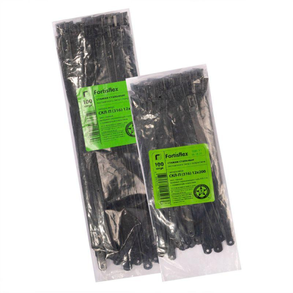 Хомут кабельный СКЛ-П (316) 7х200 стальной лестничного типа с покрытием (уп.100шт) Fortisflex 74156