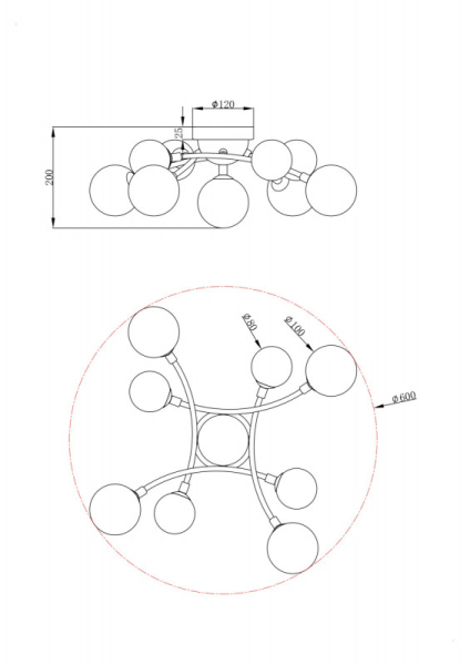 Накладная люстра Freya FR5116CL-09BS