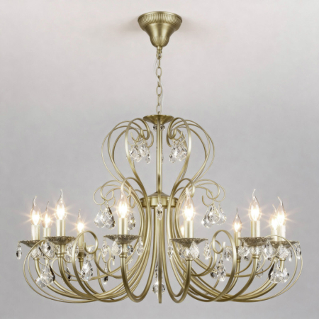 Подвесная люстра Eurosvet 3305/12 латунь/прозрачный хрусталь