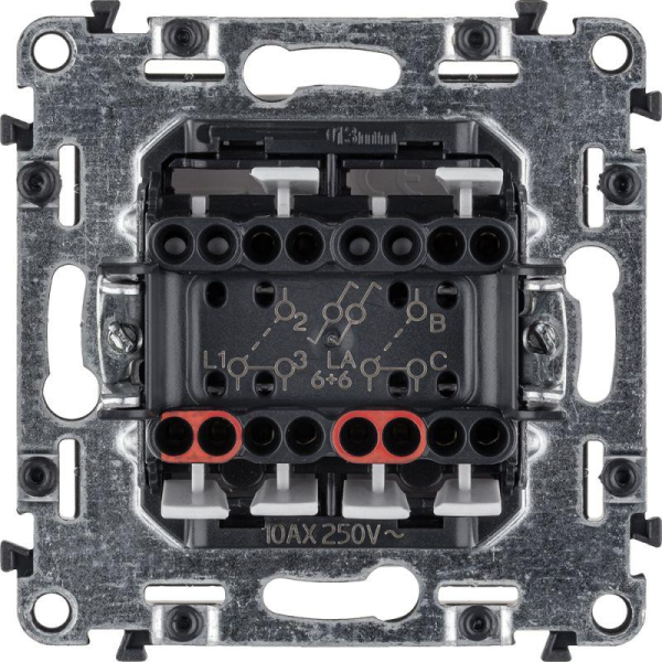 Переключатель 2-кл. СП Valena Life 10А IP20 250В с лицев. панелью безвинтов. зажимы механизм бел. Leg 752408