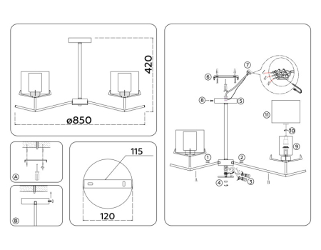 Люстра на штанге Ambrella Light LH57002