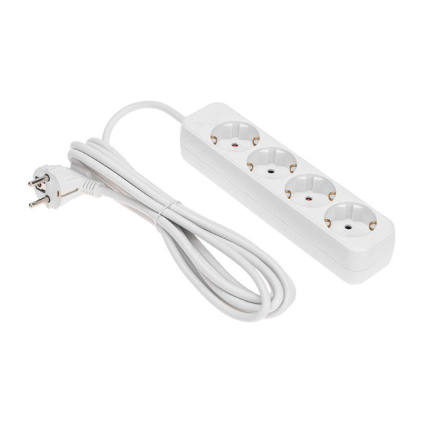 Удлинитель STANDARD 4 гнезда, 3м, 3х1,0мм², с/з, белый REXANT