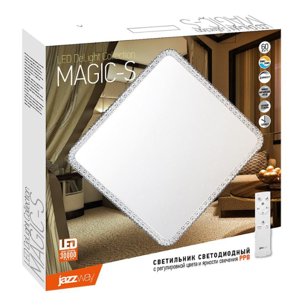 Светильник светодиодный декоративный PPB Magic-S Dim 60Вт 3000-6500К IP20 485х485х68 настенно-потолочный бытовой JazzWay 5012196A