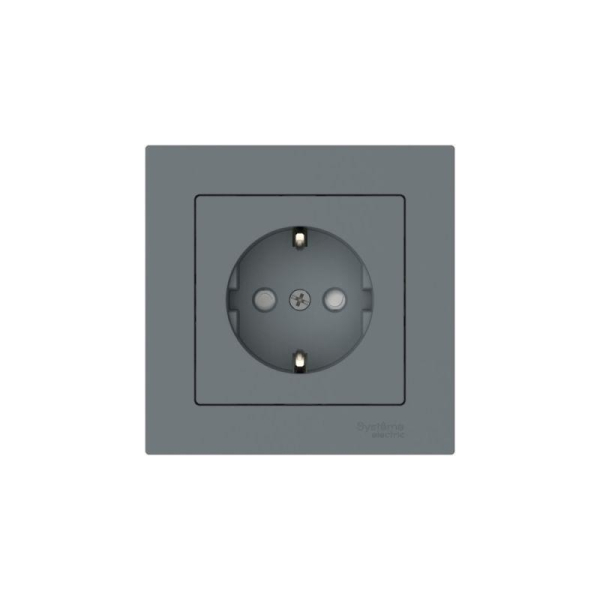 Розетка AtlasDesign 16А с заземл. защ. шторки быстрозажим. клем. в сборе грифель SE ATN000744S