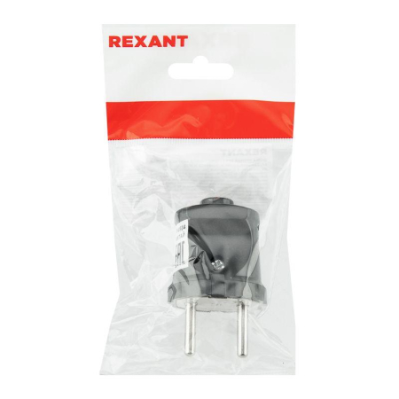 Вилка прямая без з/к 6А черная REXANT