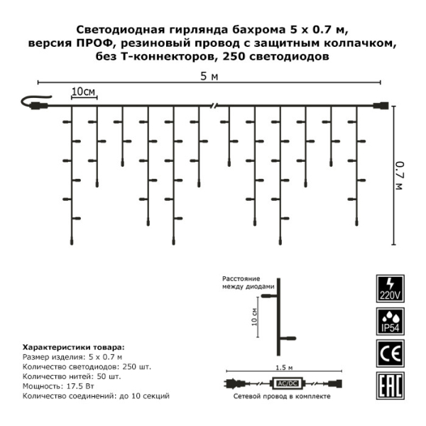 Светодиодная бахрома Гирлянда.рф G05-1968