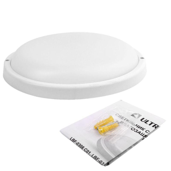 Светильник светодиодный ЖКХ 12Вт 4000К IP65 220В влагозащ. круг LBF-0312 C01 Ultraflash 15338