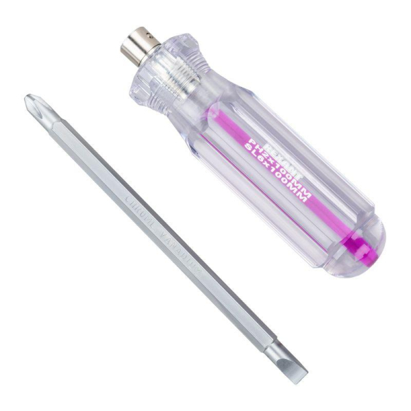 Отвертка комбинированная, прозрачная рукоятка, двухсторонний стержень 120мм (крестовая PH2, шлицевая SL6) REXANT