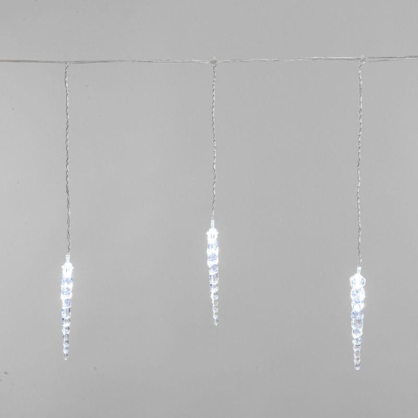 Гирлянда светодиодная "Айсикл" (бахрома) "Сосульки" 1.5х0.25м 10LED бел. 0.51Вт IP20 провод прозр. Neon-Night 303-068