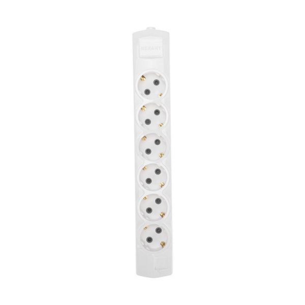 Колодка PREMIUM 6 гнезд, с/з, белый REXANT
