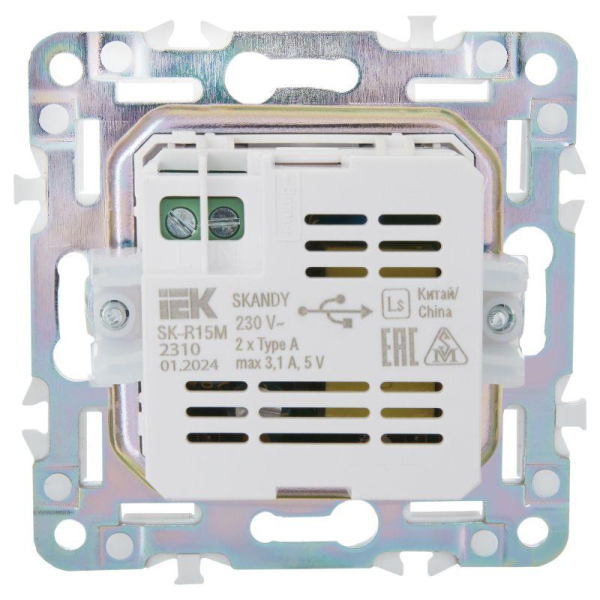 Розетка USB A+A 3.1А SKANDY SK-R15G мятный IEK SK-U21-D31-K06