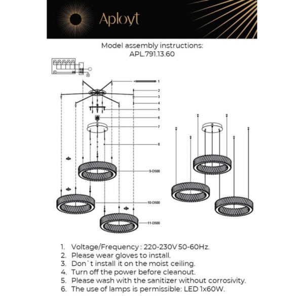 Каскадная люстра APLOYT APL.791.13.60