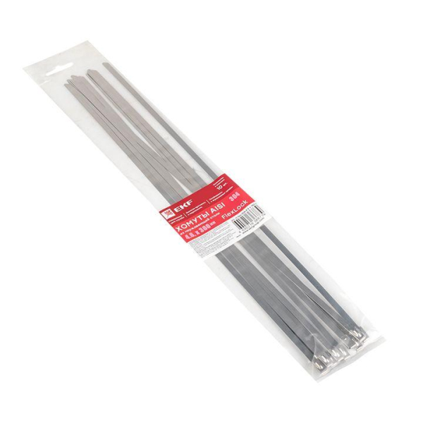 Хомут AISI 304 4.6х360 нерж. сталь FlexLock (уп.10шт) PROxima EKF plc-fl-tss-304-4.6x360-r