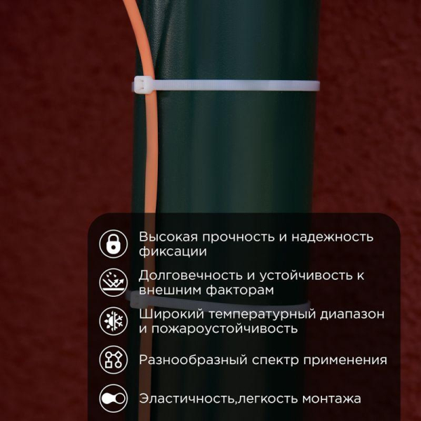 Стяжка нейлоновая Профессиональная 400x4,8мм, белая (100 шт/уп) REXANT