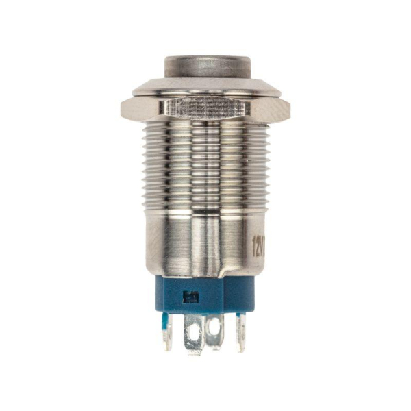 Кнопка антивандальная Ø12 12В(LED) Фикс (4с) OFF-ON синяя (A-12-C2) REXANT