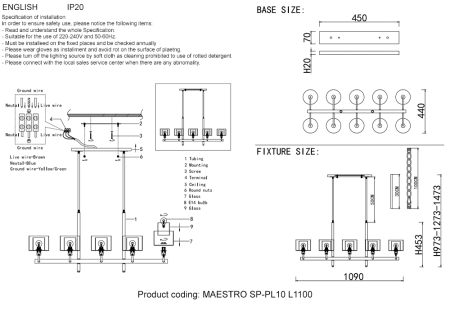 Crystal Lux Люстры Crystal Lux MAESTRO SP-PL10 L1100 GOLD