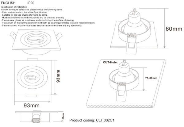 Встраиваемый светильник Crystal Lux CLT 002C1 WH