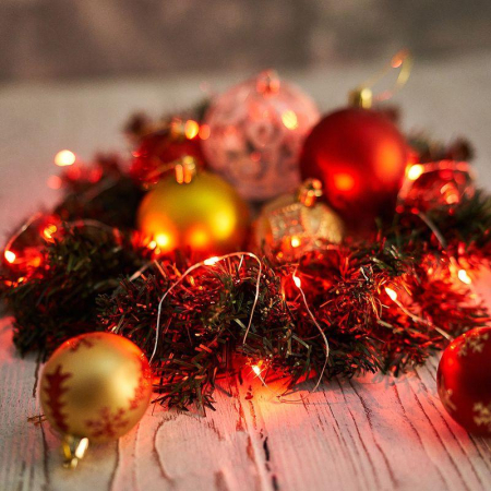 Гирлянда светодиодная Роса 2м, 20LED, КРАСНЫЙ, IP20, 2хCR2032 в комплекте NEON-NIGHT