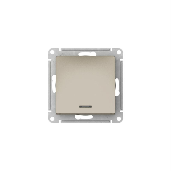 Выключатель 1-кл. AtlasDesign (сх. 1а) 10AX с подсветкой быстрозажим. клем. механизм шампань SE ATN000513S