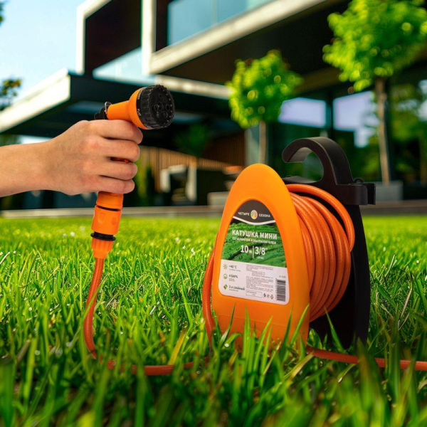 Катушка мини со шлангом, 10мм, 10м, пистолет-распылитель ЧЕТЫРЕ СЕЗОНА