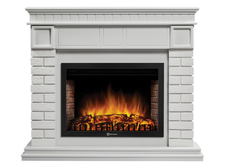 Портал Firelight Bricks 25U (угловой) камень белый, белая эмаль