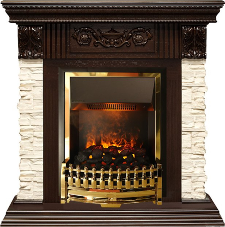 Dimplex Каминокомплект Luxemburg (каменный) - Сланец/Темный дуб с очагом Atherton
