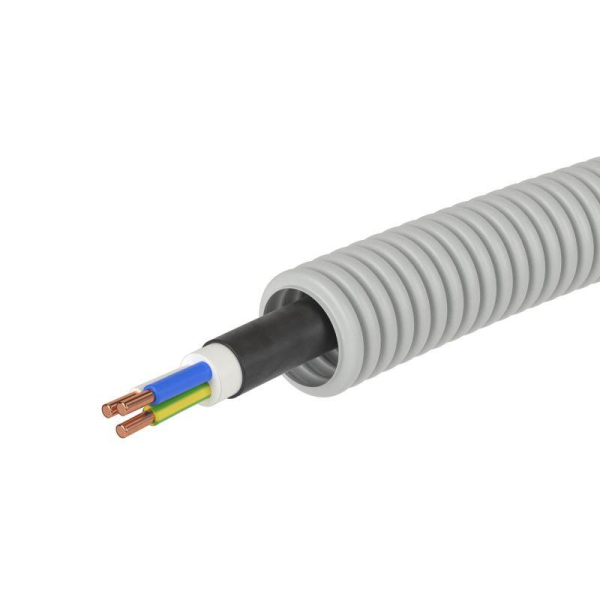 Электротруба ПВХ гибкая гофр. d20мм сер. с кабелем ВВГнг(А)-LS 3х1.5кв.мм РЭК "ГОСТ+" (уп.100м) DKC 9L920100