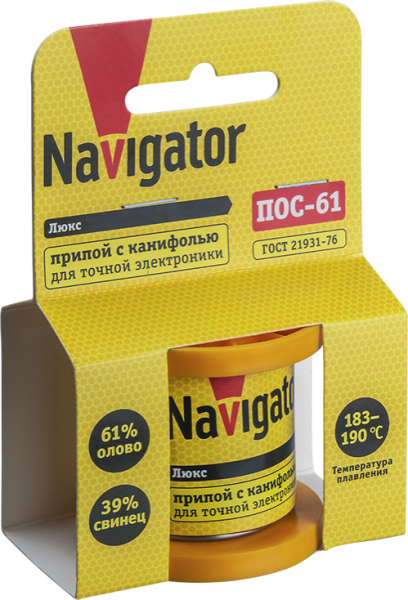 Припой 93 084 NEM-Pos02-61K-2-K100 (ПОС-61; катушка; 2мм; 100 г) Navigator 93084