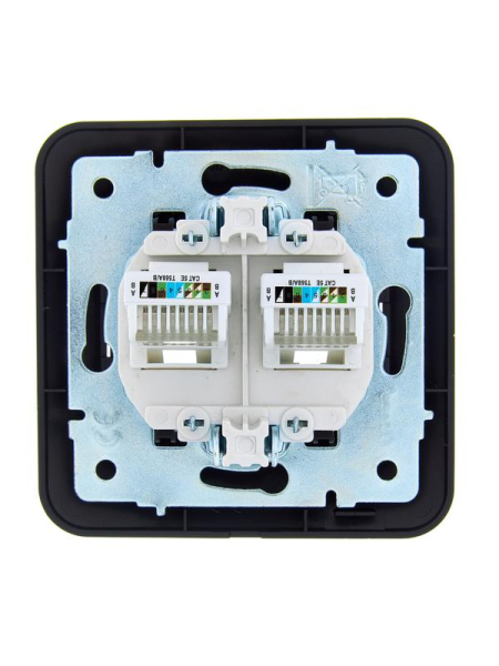 Розетка компьютерная 2-м СП ASTI IP20 RJ45 в сборе черн. бархат LEZARD 7081-4242-141