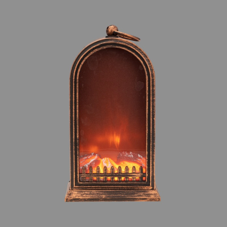 Светодиодный камин Фьюжн с эффектом живого огня 14,7x11,7x25 см, батарейки 2хС (не в комплекте) USB, бронзовый