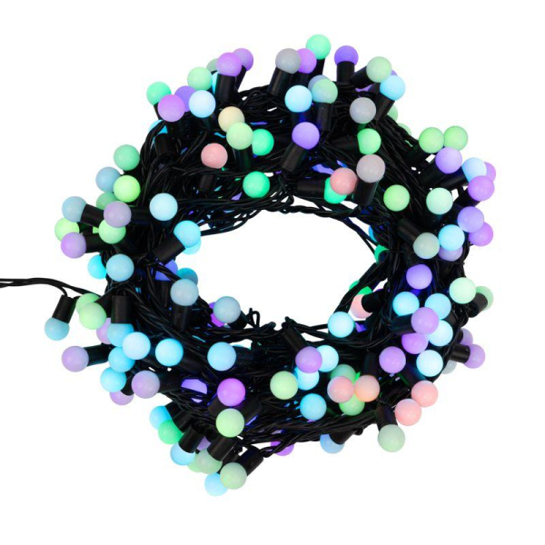 Гирлянда светодиодная Мультишарики Ø17,5мм 20м 200 LED RGB черный ПВХ IP65 быстрая смена цвета 230В нужен блок 303-500 NEON-NIGHT