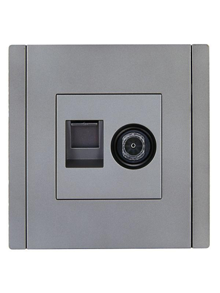 Розетка 2-м TV+RJ45 кат.6 FORTE&PIANO FP537 сталь IEK FP-AK20-2-K46