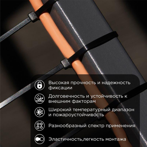 Стяжка кабельная нейлоновая 920x9,0мм, черная (25 шт/уп) REXANT