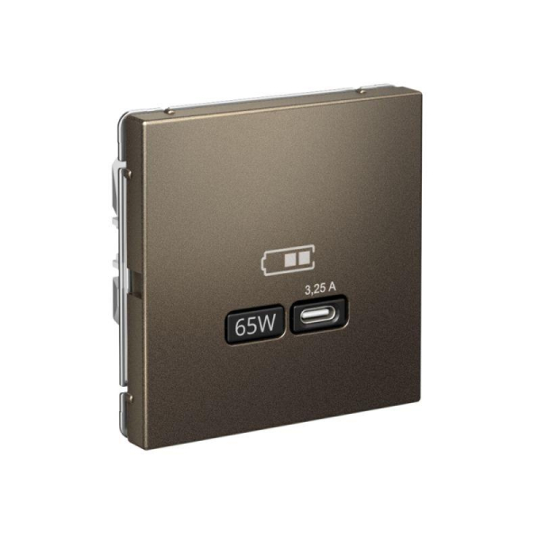 Розетка USB ArtGallery тип C 65Вт QC PD высокоскор. ЗУ механизм мокко SE GAL000627