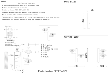 Crystal Lux Бра Crystal Lux REBECA AP2 GOLD